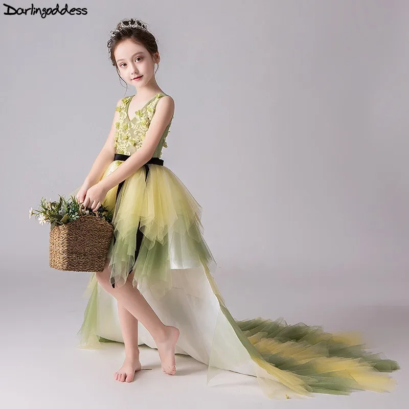 Элегантное кружевное Пышное Платье для девочек блестящее короткое платье с