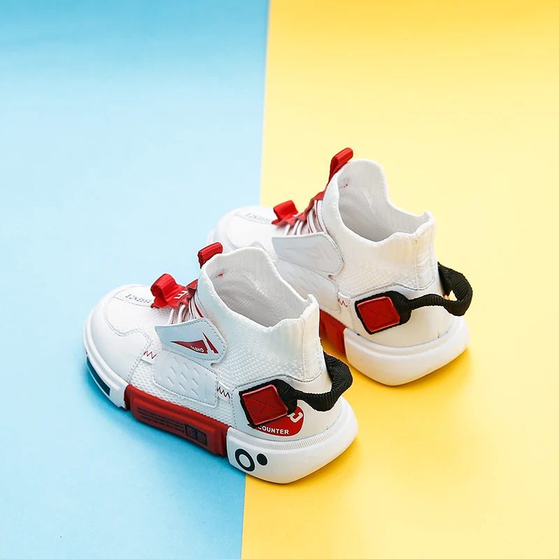 Bakkotie 2019 Autumn Kids High Sneakers New Boys Fashion Black Sports Shoes Baby Girls Soft Breathable Slip On Casual Sock | Детская