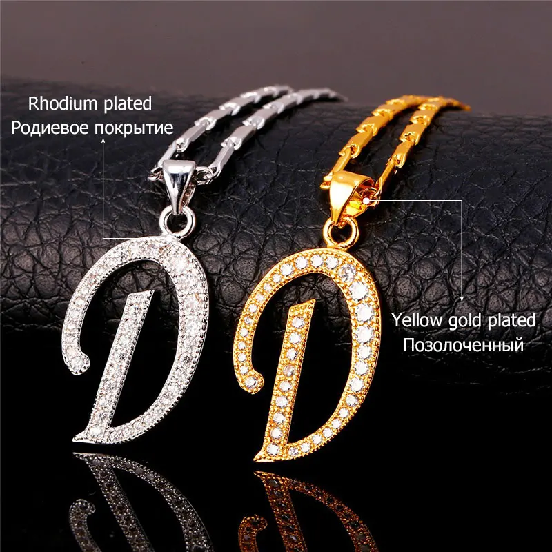 U7 Буква Подвеска Цепочка Ожерелье Мужской /Женский Подарок Ювелирные Изделия