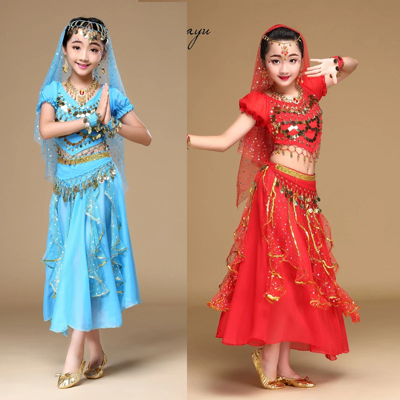 3 шт. (топ + брюки пояс) детские костюмы для танца живота детская одежда бальных