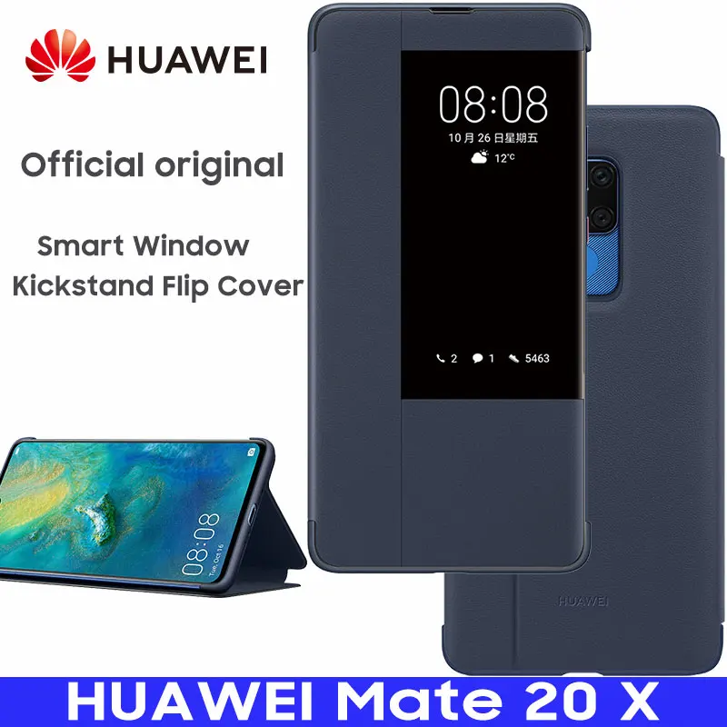 Чехол для HUAWEI MATE 20 X, официальный чехол, чехол для HUAWEI MATE 20 X, кожаный чехол с зеркальным окошком и откидной крышкой