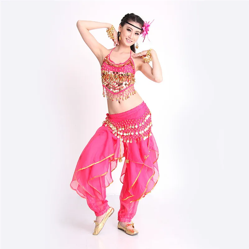 6 Colors Belly Dance Pant +Top+Belt Girls Ballroom Costume Indian Dress 3PCS/SET Oriental Costumes Cheap Price | Тематическая