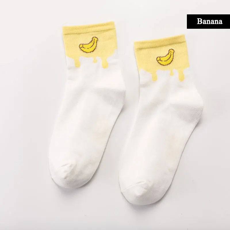 Banana Милые женские носки с фруктовым узором Летние повседневные короткие носки женские Харадзюку забавные стильные хлопковые носки 1 упаковка - Цвет: Banana