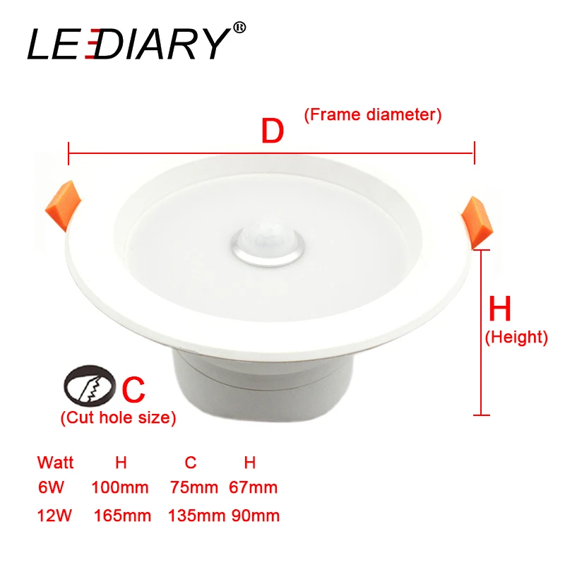 Светодиодный инфракрасный светильник с ИК датчиком движения 6 Вт 12 110 240 В|downlight