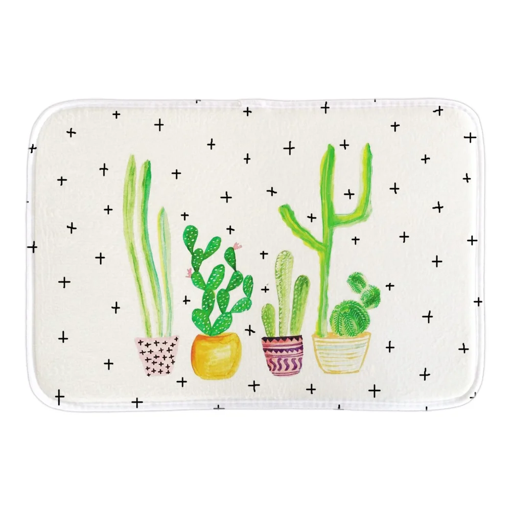 Симпатичный художественный напольный коврик с кактусами и растениями комнатный