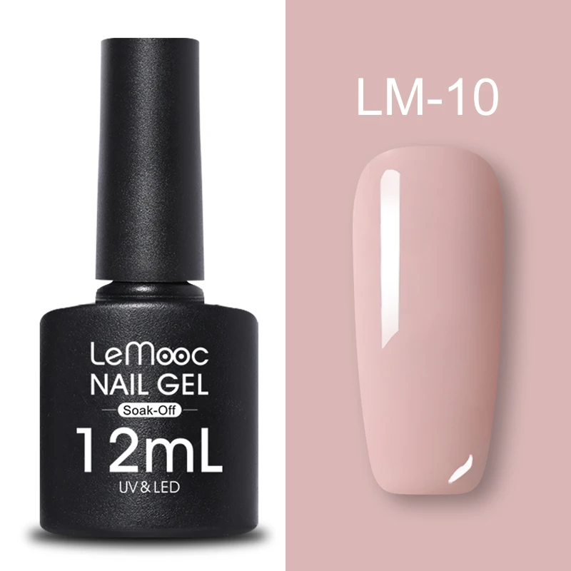 LM-10 LEMOOC, 12 мл, Гель-лак для ногтей, гибридный лак, все для маникюра, блеск для ногтей, верхнее Базовое покрытие, UV Vernis, Полупостоянный лак для ногтей - Цвет: LM-10