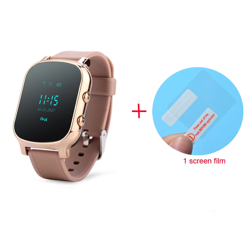 Gold Package A Умные часы T58 со стеклянными пленками, gps, Смарт-часы с поддержкой sim-карты, gps искатель, носимый трекер активности для детей и взрослых - Цвет: Gold Package A