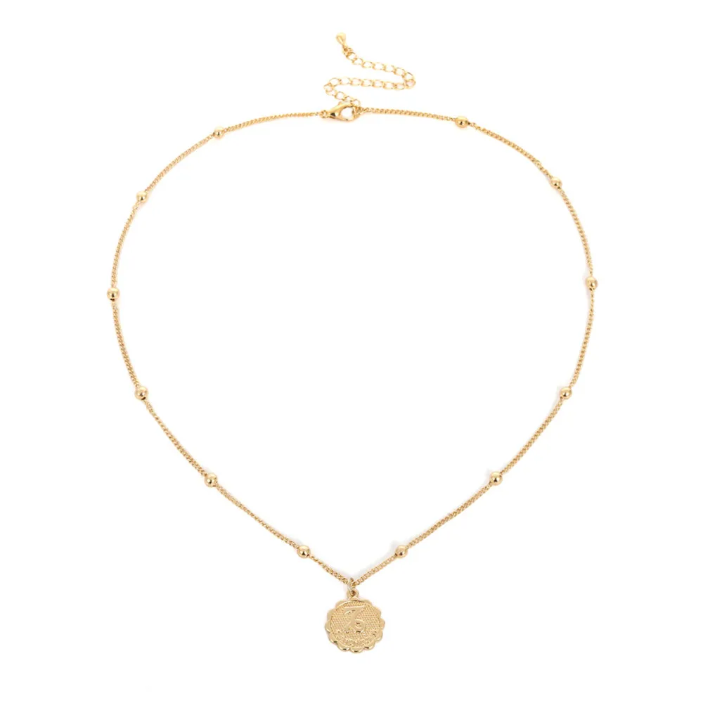 Capricorn gold VIVILADY новые модные 12 созвездий личности женщин Чокеры ожерелья Водолей, рыбы Овен тиснение круглые подвесные украшения - Окраска металла: Capricorn gold