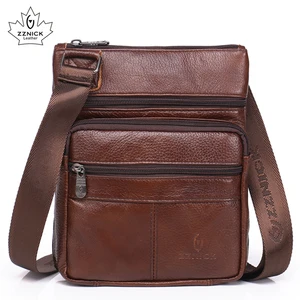 Сумка ZZNICK мужская из натуральной кожи, маленькая сумочка на плечо с клапаном, мессенджер, кожаная сумка, 2018