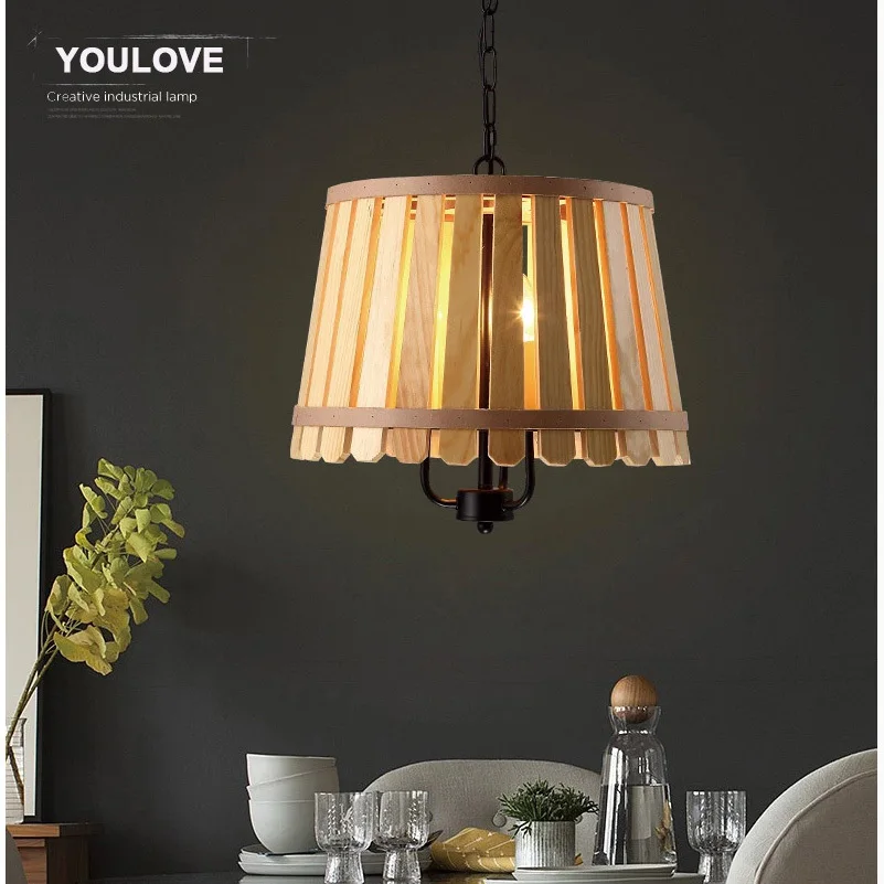 Средиземноморские пасторальные деревянные подвесные светильники