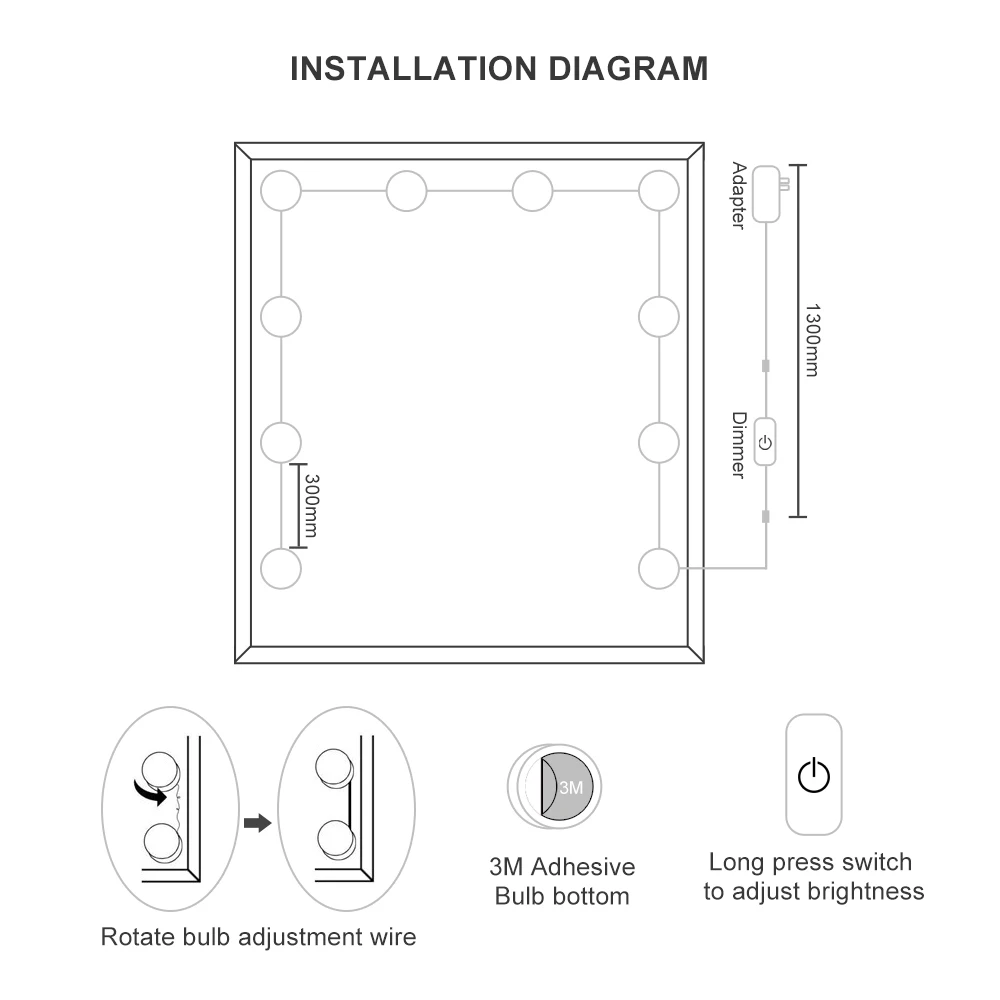 10 Вт LED косметическое зеркало освещение луковицы струнная плавная регулировка