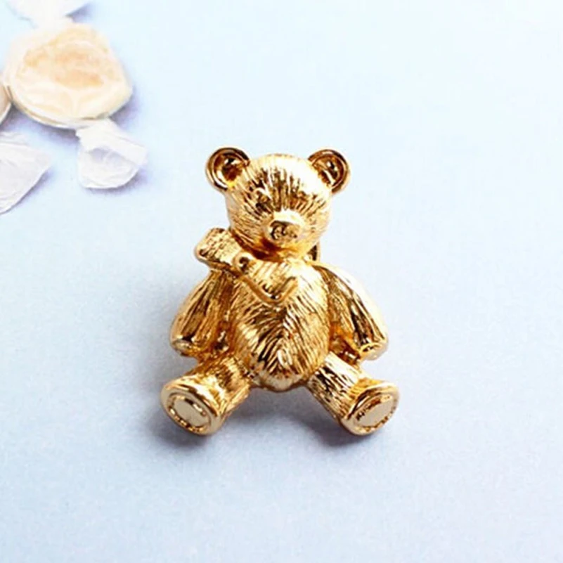 Женская Брошь медвежонок корсажные Броши с золотым воротником вечерние броши