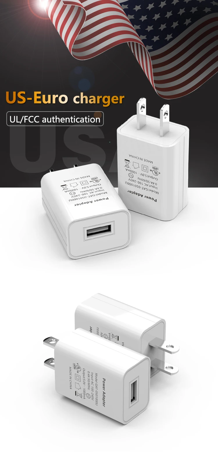 UL сертифицированный US 5V1A зарядное устройство адаптер USB зарядное устройство Высокое качество Американский FCC Сертифицированный смартфон сотовый телефон микро USB зарядное устройство