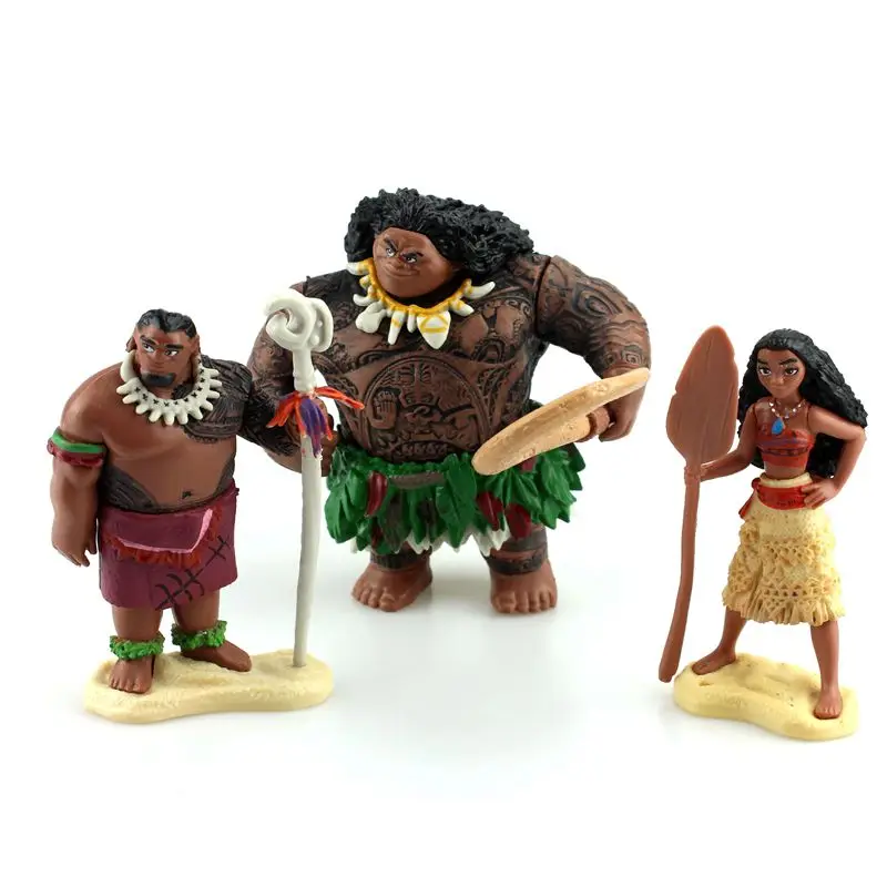 Игрушки Disney 5 шт./компл. герои мультфильмов Vaiana Moana принцесса Мауи вождь Tui Tala Heihei Pua
