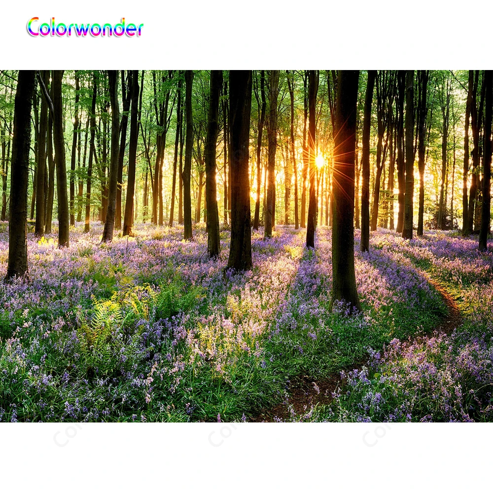 Фотофон Colorwonder с фиолетовым лавандовым ярким лесом для свадебных фотографий