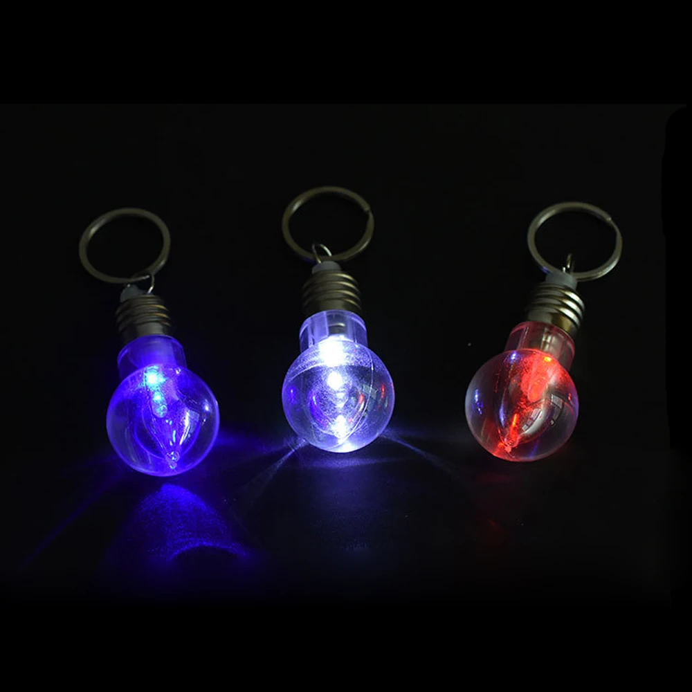 Миниатюрная цветная светодиодная лампочка вспышка с брелоком светящаяся