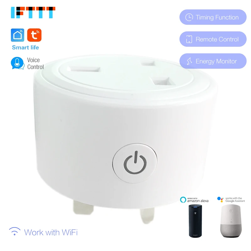 16A Wi Fi штепсельная вилка Великобритании умная розетка Беспроводная голосовое