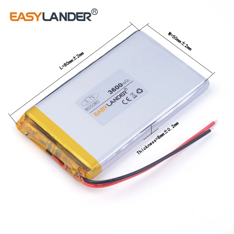 805080 3 7 В 3600 мАч литий-полимерный аккумулятор для Mp3 Power bank PSP phone PAD портативный