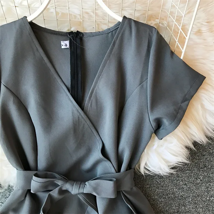 ALPHALMODA женское винтажное короткое платье с неровным гофрированным поясом, женское сексуальное платье с v-образным вырезом для похудения и ягодиц