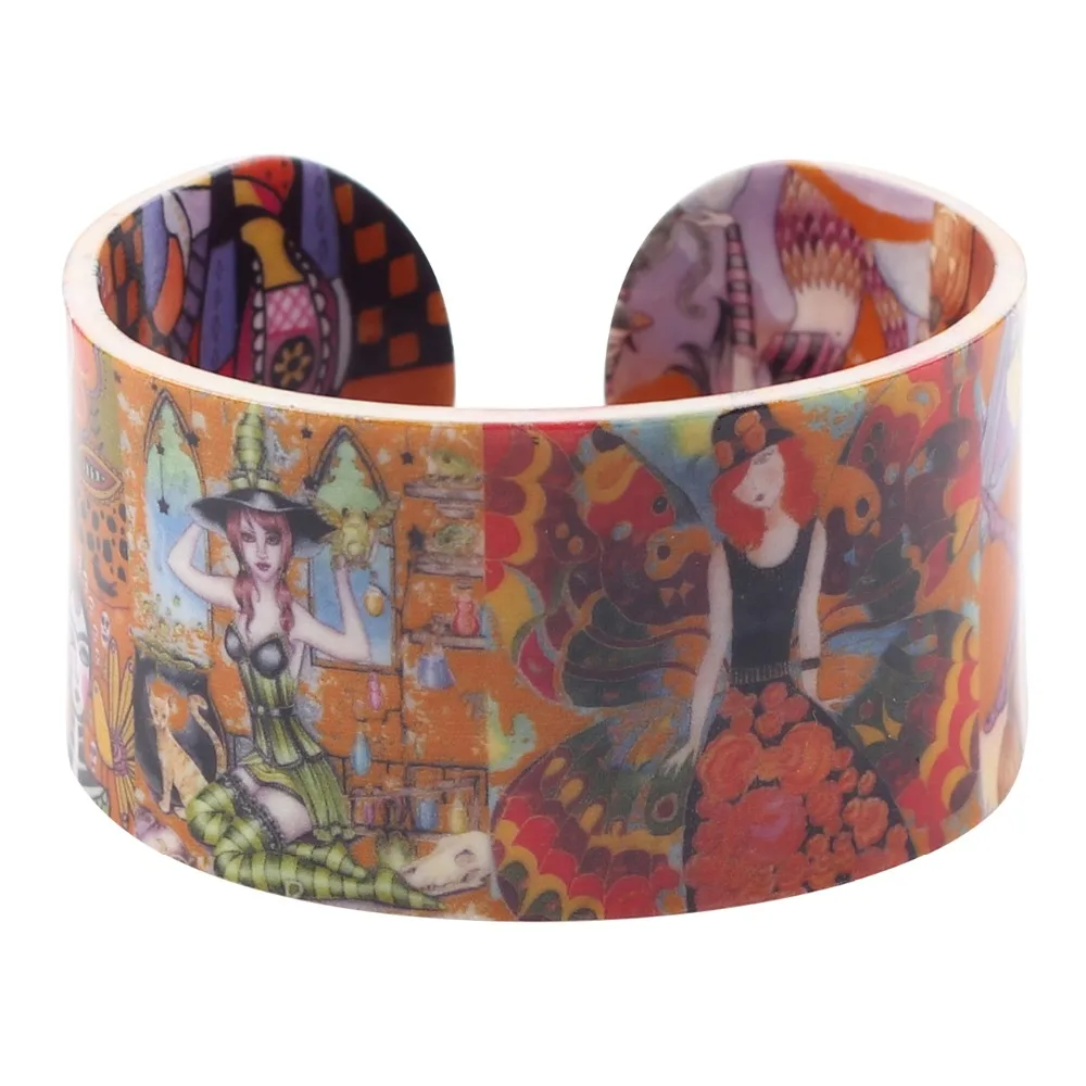 Bonsny акриловые милые красочные шаблон браслет новости 2017 модные ювелирные