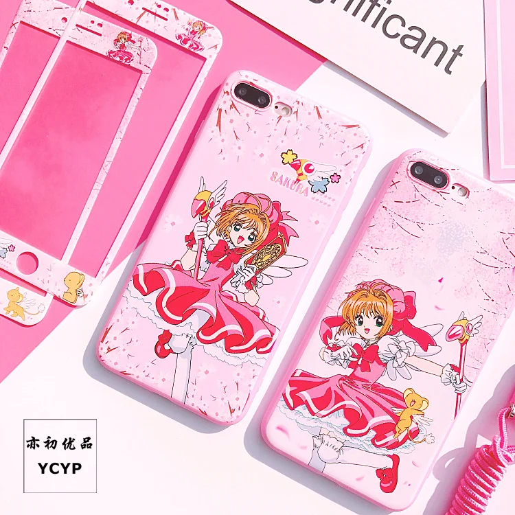 Чехол Sakura для iphone X Cardcaptor+ Защитная пленка для экрана из закаленного стекла для iphone 6 6s Plus 7 7plus 8 8plus Сейлор Мун