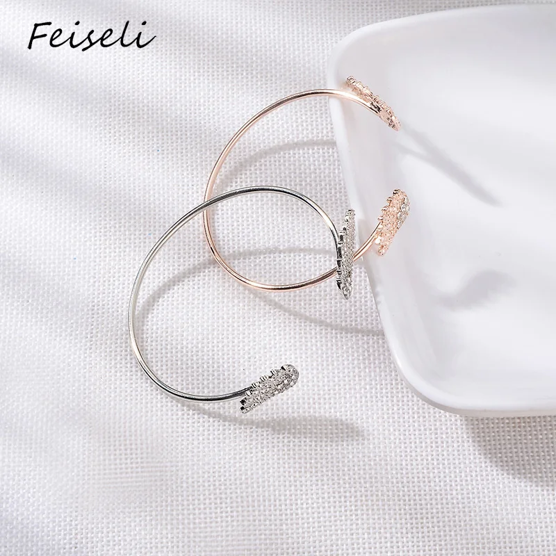 Feiseli серебряный золотой цвет металлический Хрустальный Браслет с крыльями