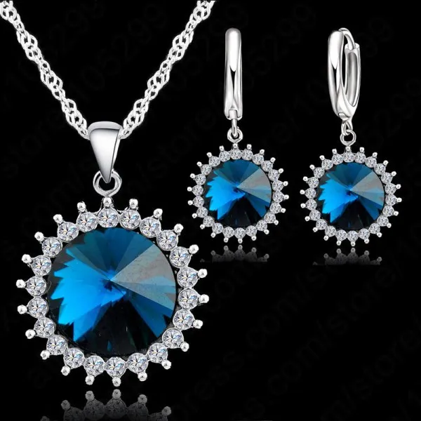 

Hot Sale Spiral Crystal Necklace for Women Jewelry Set Pendant Necklace Fashion 925 Sterling Silver Necklace For Wedding