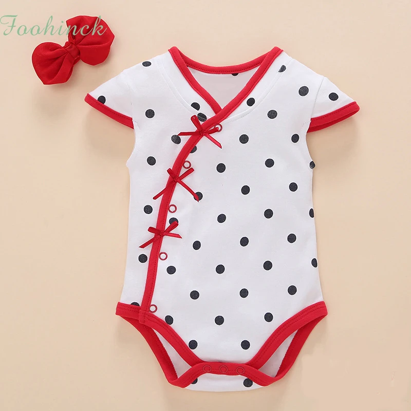 2017 боди для маленьких девочек Модный китайский стиль Одежда в горошек