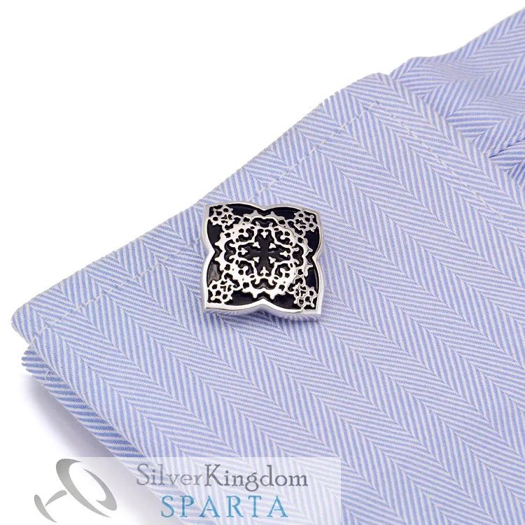 Спарта османские белые золотые гальванические запонки мужские + Бесплатная