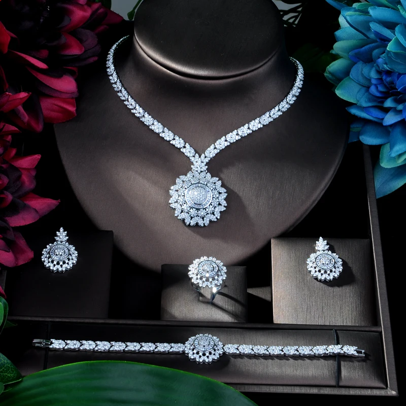 HIBRIDE новые модные свадебные ювелирные наборы для женщин сверкающие AAA