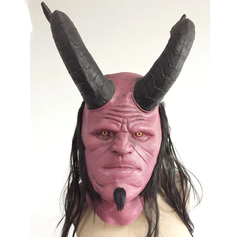 Черная маска Hellboy Hell boy с капюшоном красная на Хэллоуин косплей страшная