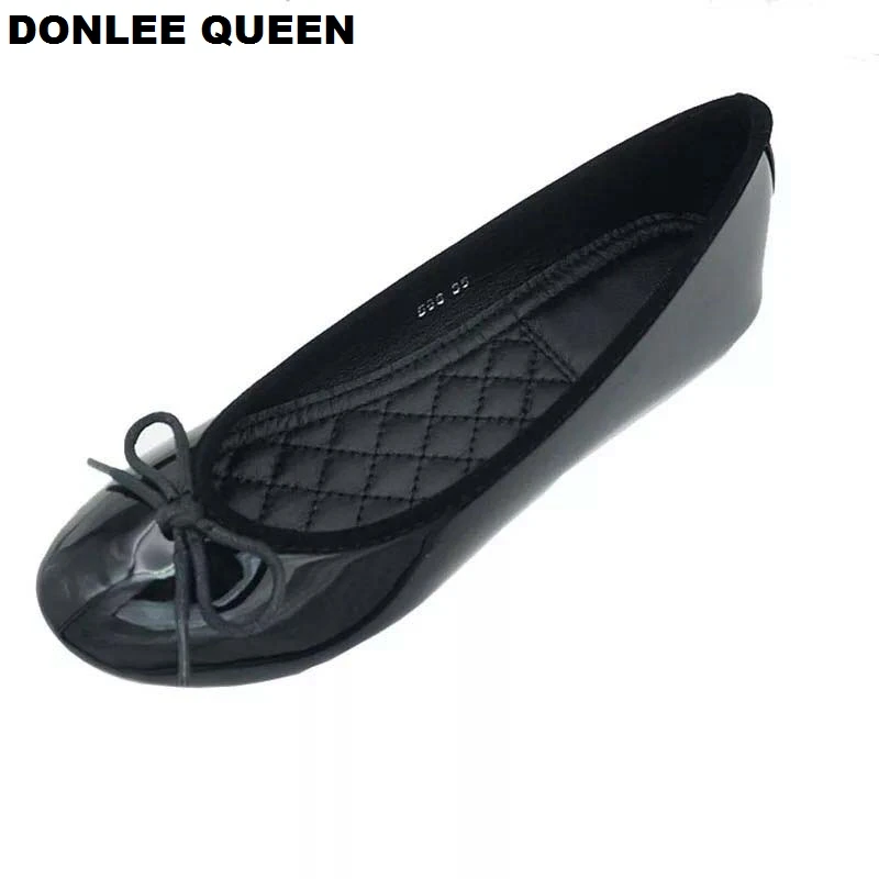 Балетки DONLEE QUEEN женские на плоской подошве удобные мокасины лакированная кожа