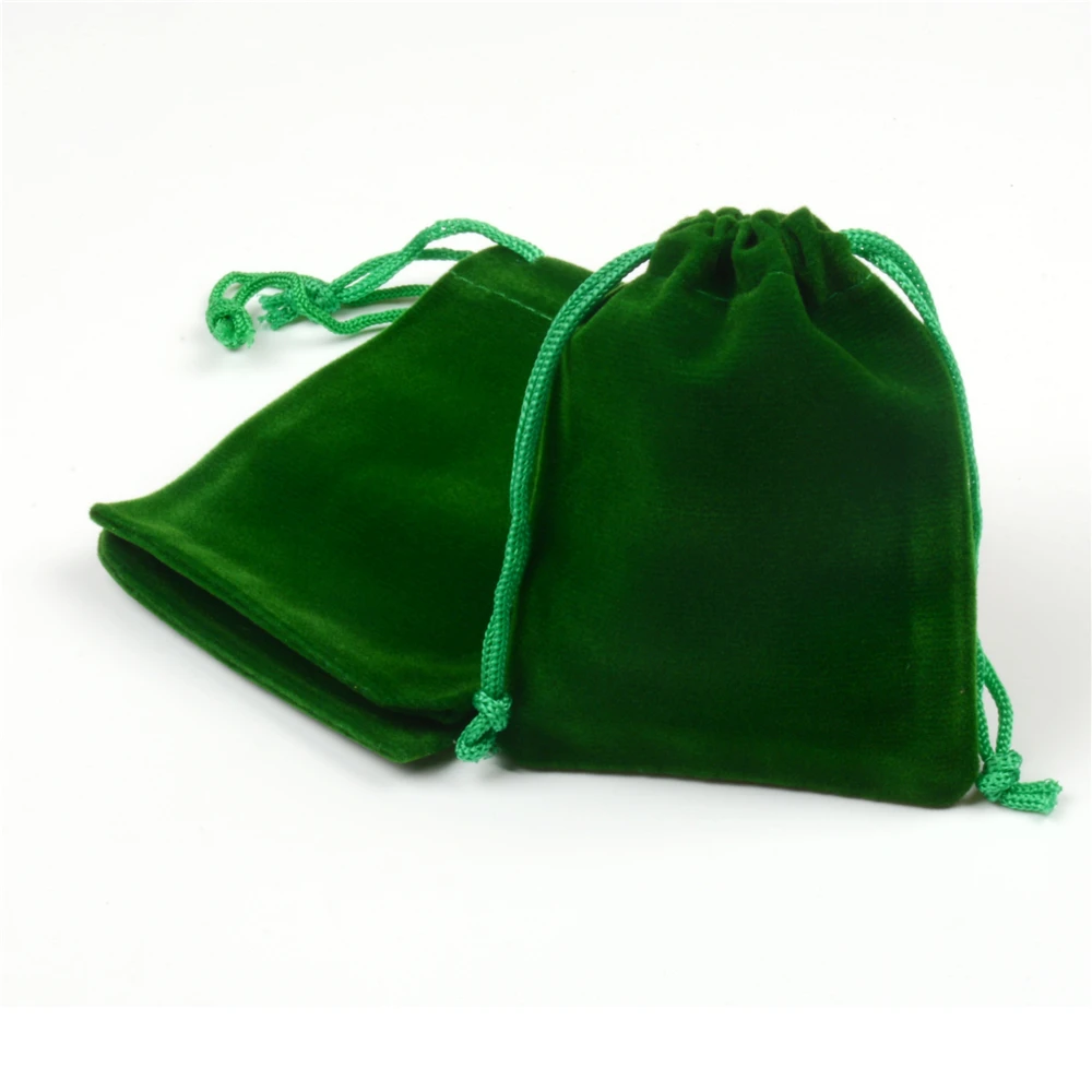 

50pcs/lot Green Velvet Bag 7x9cm Small Jewelry Charms Gift Packaging Bag Cute Velvet Drawstring Gift Bags Pouch