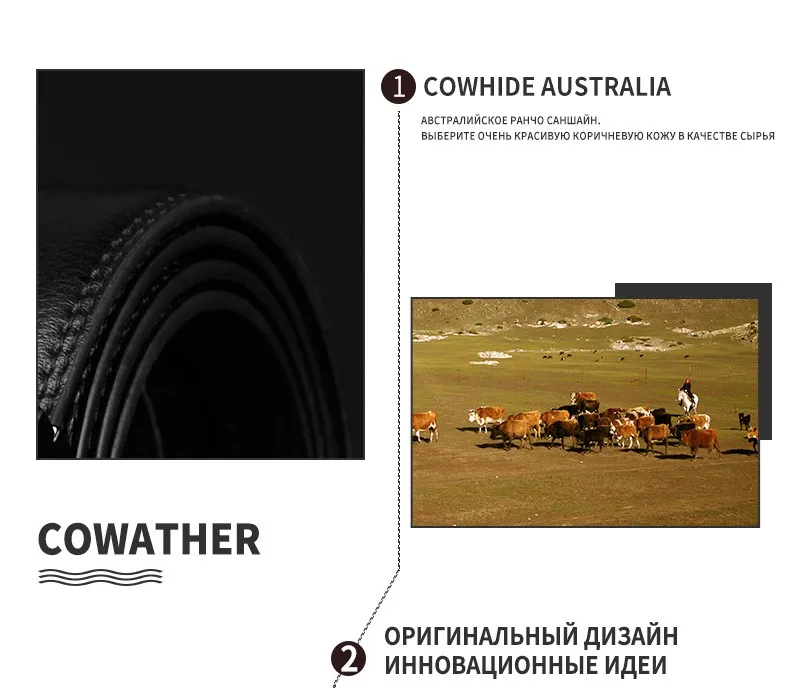 Cowather Высокое качество корова Пояса из натуральной кожи Ремни для Для мужчин Новое поступление автоматическая пряжка мужской ремень металлической пряжкой коровьей Для мужчин ремень