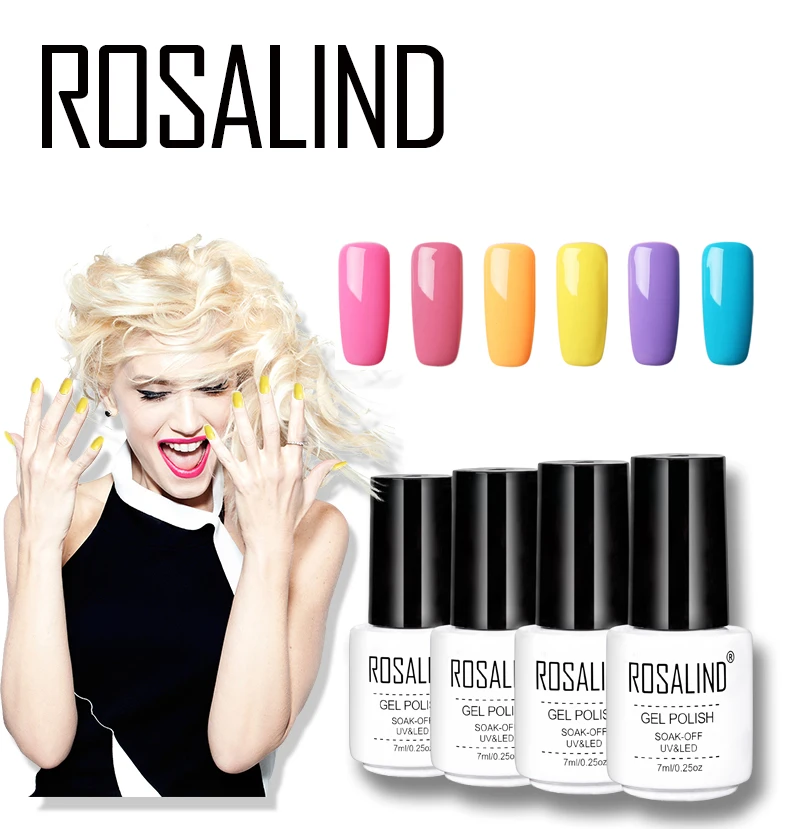 Гель-лак для ногтей ROSALIND, 7 мл, чистый цвет, черный, красный, белый, отмачиваемый гель для ногтей, для дизайна ногтей, маникюрный Топ и гель для базового покрытия лаков