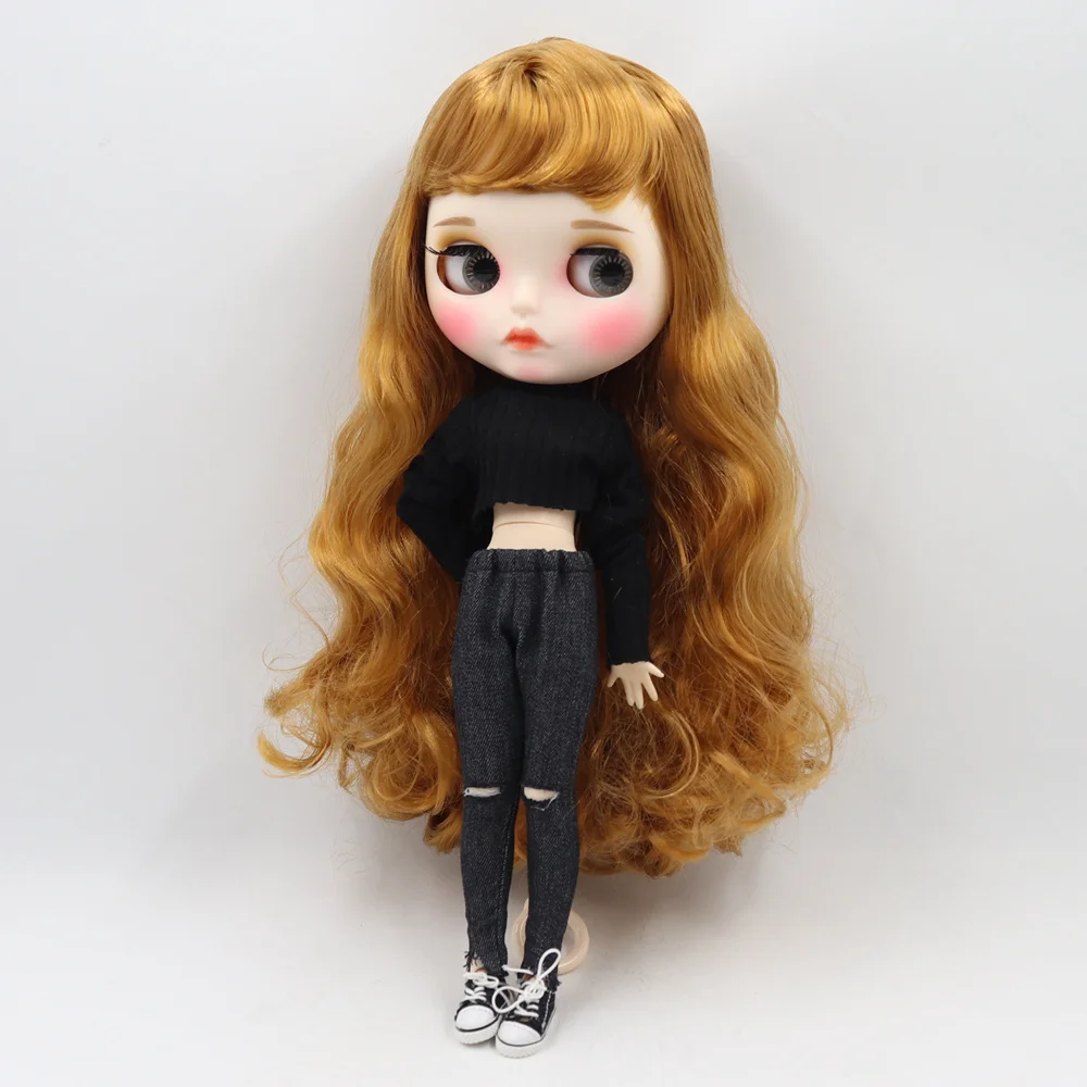 Одежда для 1/6 Blyth doll красивая черная рубашка и штаны костюм с желтой вязаной шляпой подарок для девочки ледяной BJD игрушка