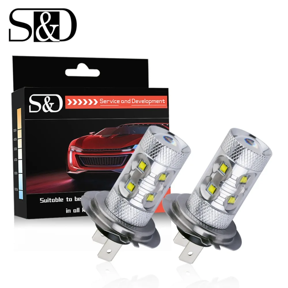 2 шт. H7 светодиодный фонарь для автомобиля, противотуманная фара, светильник для вождения, белый автомобильный противотуманный Головной фонарь, автомобильный светильник, источник 12 В