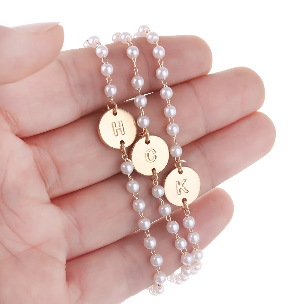 Оригинальный амулеты Алфавит браслет с золотым именем 26 букв диск регулируемый