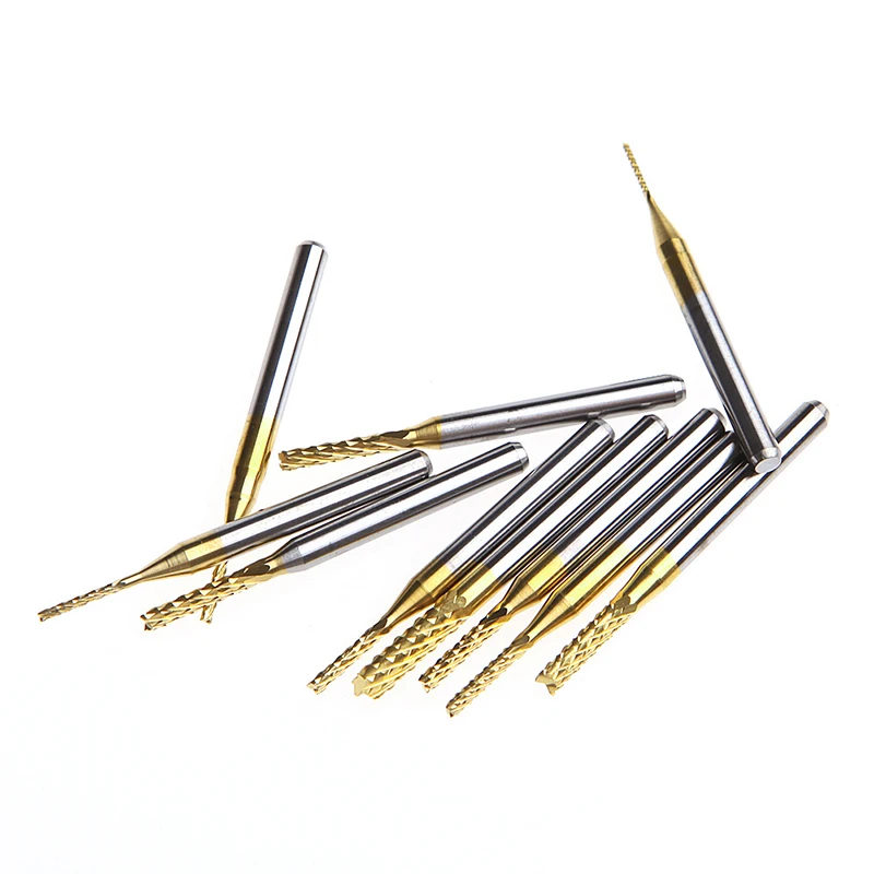 

10Pcs 1/8'' 0.8-3.175mm PCB Drill Bit Engraving Cutter Rotary CNC End Mill Se