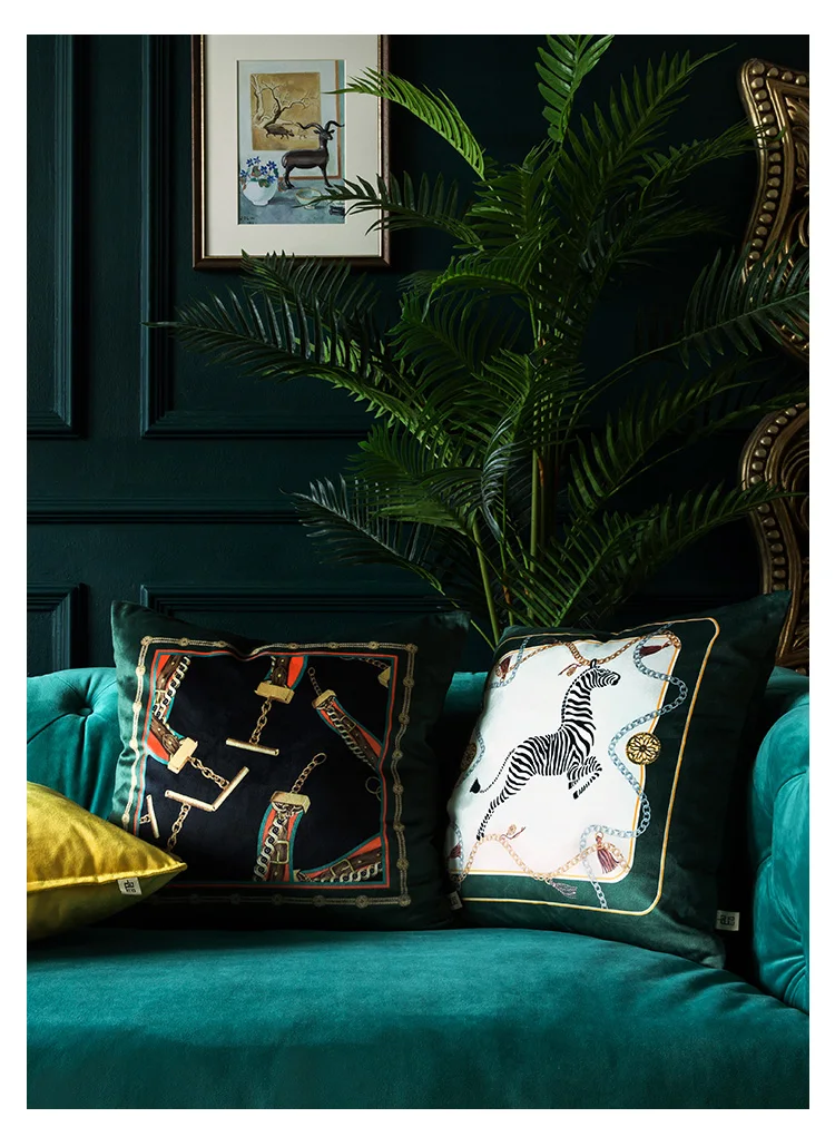 Диванные подушки с рисунком животных, наволочка Зебра Decorativos, рекомендуемый Европейский Стиль, роскошный Ретро бархатная наволочка