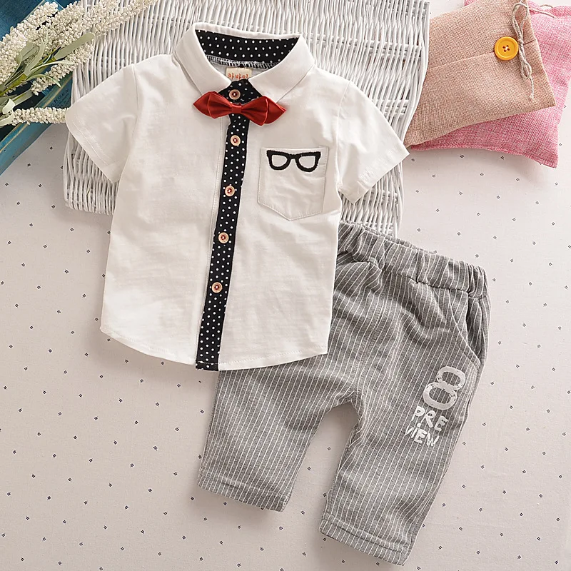 JIOROMY Toddler Children Clothes Summer Baby Boys Clothing Sets Gentleman Suits Kids Sweatshirt Child Formal Shirt+short | Детская