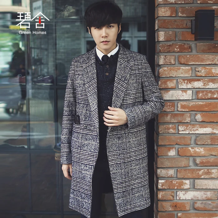 S 3XL! в 2017 году Новое мужское клетчатое пальто будет покрыто длинным плащом и