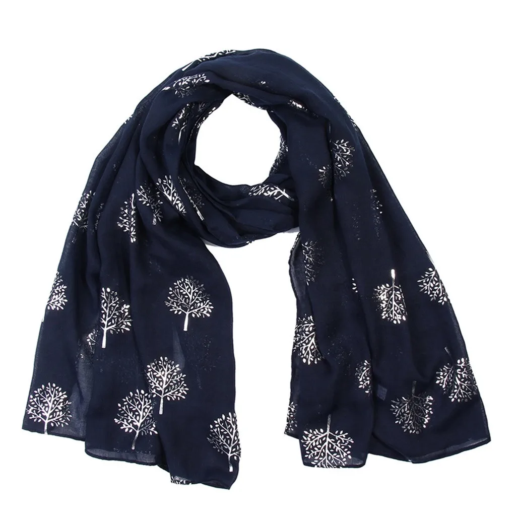 Женский зимний шарф с милым принтом в виде дерева теплые зимние шарфы снежинок