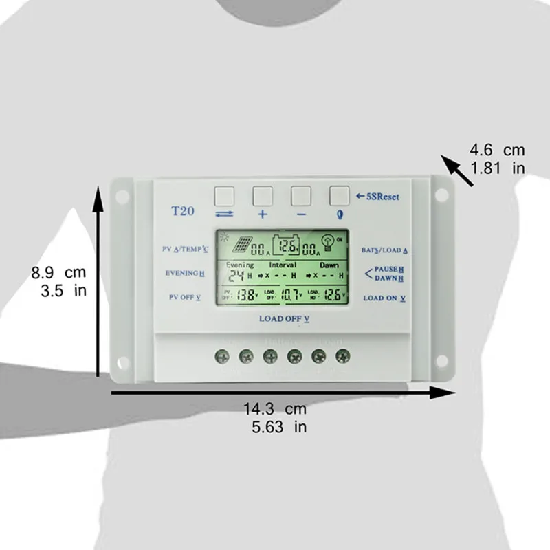 T20-12V24V20A solar street light controller temperature compensation Adjustable double time control PWM power | Обустройство дома