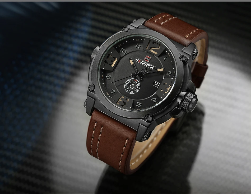Лучший бренд класса люкс NAVIFORCE мужские спортивные часы мужские армейские военные кожаные кварцевые часы мужские водонепроницаемые часы Relogio Masculino