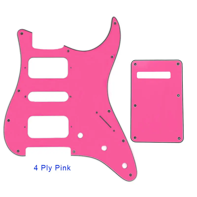 4 ply pink Pleroo гитарные аксессуары 11 винтовое отверстие накладка с задней пластиной для Fender Stratocaster standard ST HSH гитарная пластина для царапин - Цвет: 4 ply pink