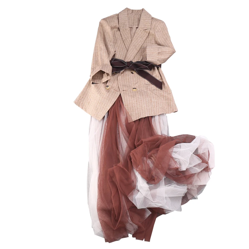 Женский Повседневный двубортный комплект с коротким рукавом и отложным