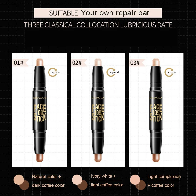 Прямая поставка BIOAQUA консилер для макияжа ручка с двойной головкой 3D бронзер