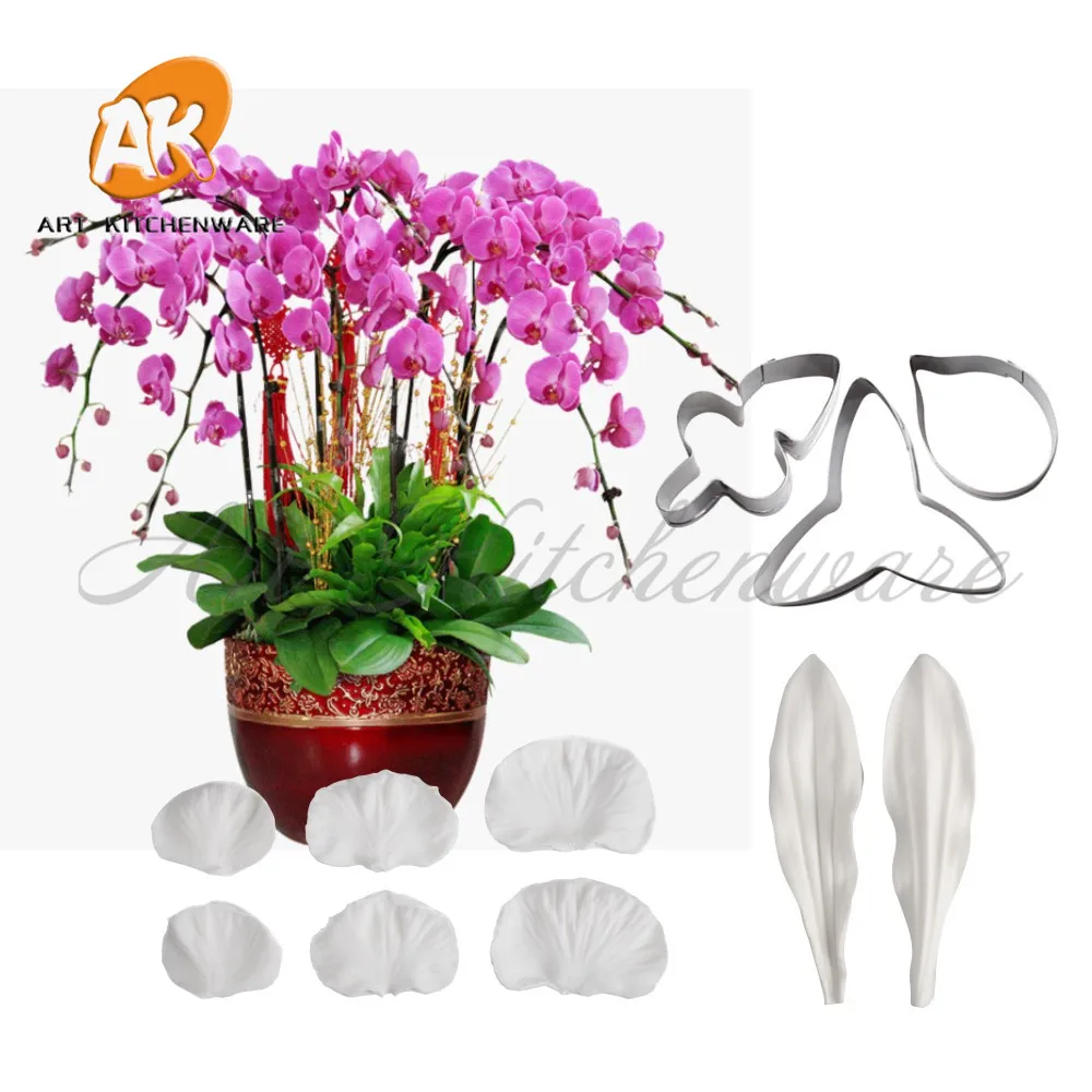 

11pcs Orchid Silicone Mold Leaf Cake Decorating Fondant Impression Flower Mold Sugarcraft Took Cake Decorating Mold