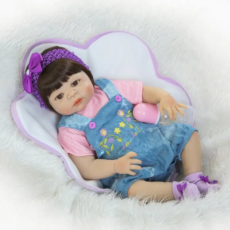 

23inch Full Silicone Reborn Baby Dolls Soft Vinyl Reborn Babies Gendar Girls Toys reborn dolls bonecas handmade Dolls with hair